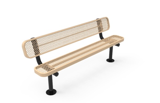 8' Bench W/Back Expanded Metal - Surface Mount