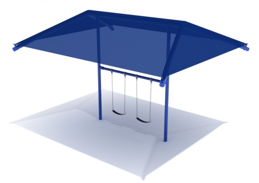 8 Feet High-Elite Single Post Swing Set With Shade - 1 Bay