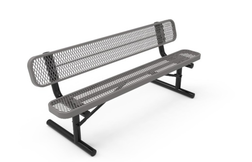 6' Expanded Metal Bench W/ Back - Portable