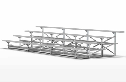 4 Row Aluminum Bleacher | 21' Length | 56 Seat