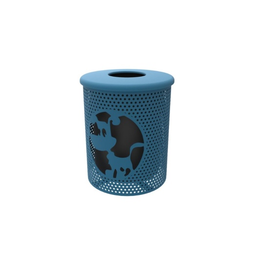 32 Gallon Dog Themed Trash Receptacle With Flattop And Liner