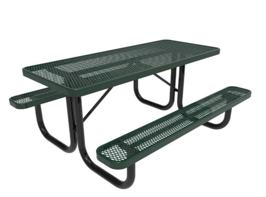 8' Rectangular Expanded Metal Picnic Table - Portable