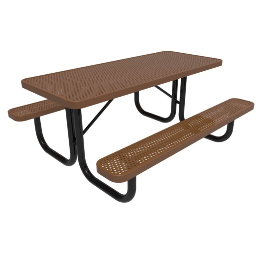 8' Kids Rectangular Punched Steel Metal Picnic Table - Portable - Elementary Size