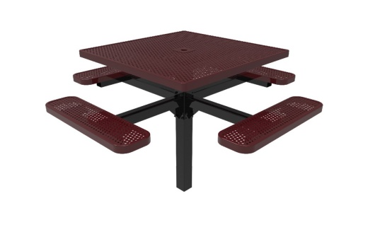 46" Square Punched Steel Picnic Table - Inground Mount