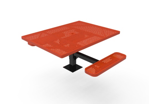 46" Square 2 Seat Accessible Punched Steel Picnic Table - Surface Mount