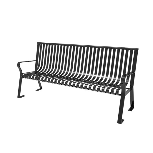6' Downtown Bench W / Straight Back - Portable