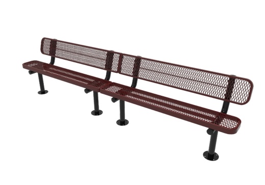10' Punched Steel Bench With Back - Surface Mount