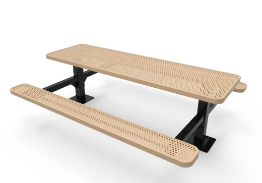 8' Double Pedestal Punched Steel Table - Surface Mount