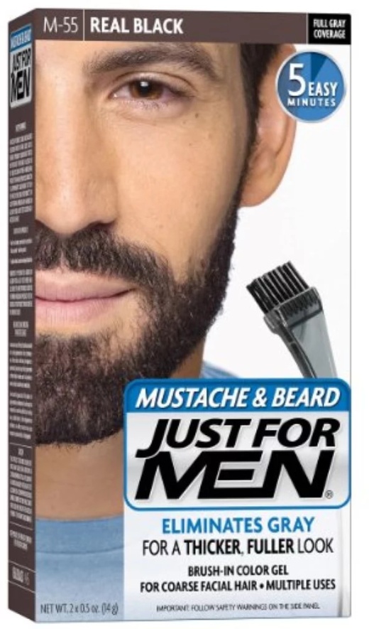 Bl Just For Men Mustache & Beard #M-55 Real Black Color Gel - Pack Of 3