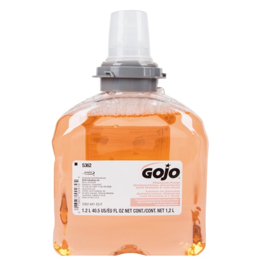 Antibacterial Soap Gojo® Premium Foaming 1,200 Ml Dispenser Refill Bottle Fresh Fruit Scent