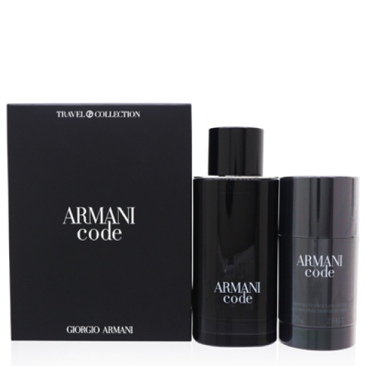 Cs Armani Code For Men/Giorgio Armani Travel Collection Set (M) Edt Spray 4.2 Oz Deodorant Stick Alcohol Free 2.6 Oz In Box