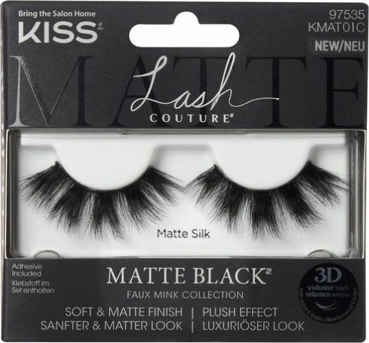 Bl Kiss Lash Couture Matte Black Faux Mink 3D Matte Silk - Pack Of 3