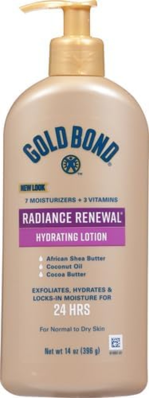 Gold Bond Radiance Renewal Hydrating Lotion 14 Oz Cocoa Butter & Coconut Oil, Exfoliating Moisturizer For Dry Skin