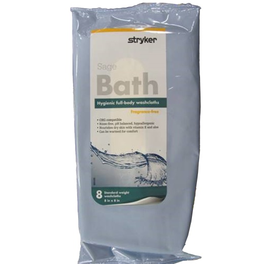 Rinse-Free Bath Wipe Sage Bath Soft Pack Unscented 8 Count Pack/8