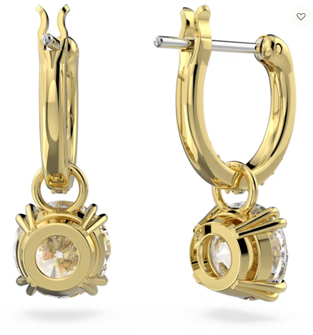 Swarovski Collections Constella Drop Earrings Round Cut, White, Gold-Tone Plated