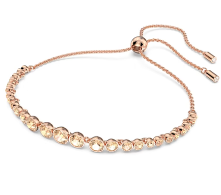 Swarovski Emily Bracelet, Round Cut, Pink, Rose Gold-Tone Plated