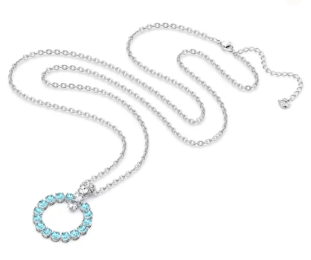 Swarovski Exalta Pendant - Blue, Rhodium Plated Necklace
