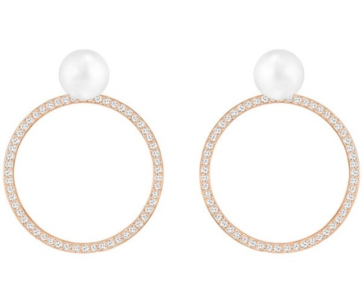Swarovski Collection Rose Gold Plated Crystal Pearl Stud Earrings