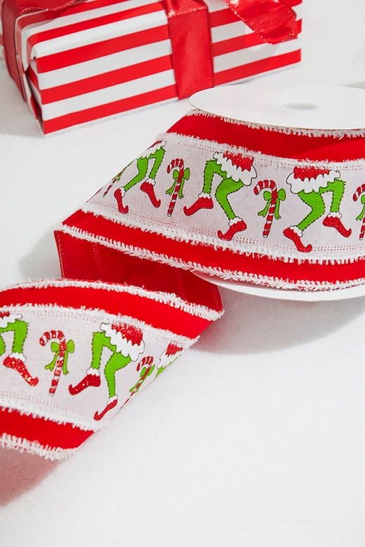 2.5” X 10 Yard Linen HoHoHo Christmas Ribbon