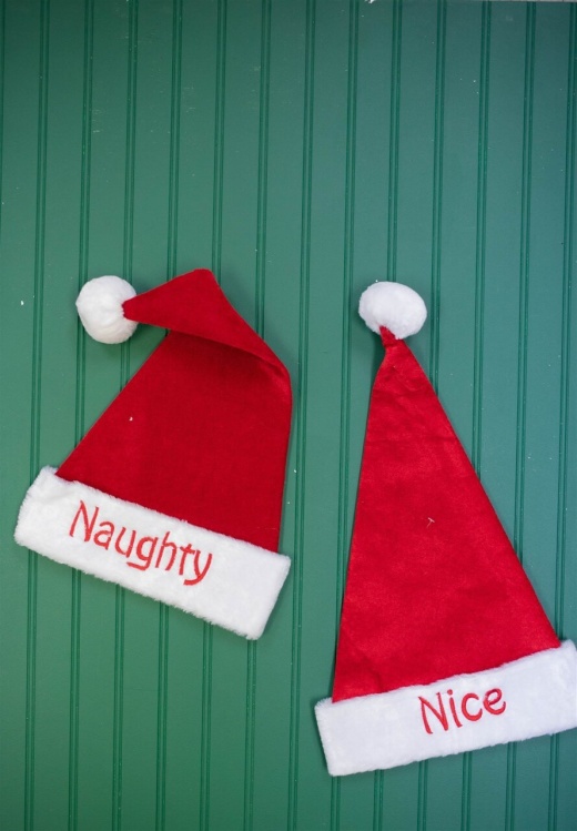 22" Reversible Santa Hat "Naughty" And "Nice"