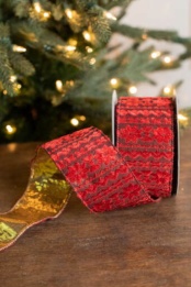 4 x 10 Yard Rust & Black Classic Jacquard Ribbon