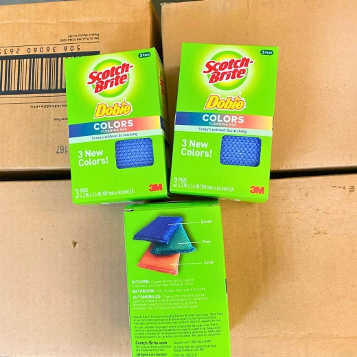 Scotch Brite Dobie Colors Cleaning Pad Scours Without Scratching 3 Pack (50 Pcs Lot)