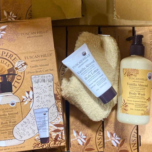 Tuscan Hills Selected Scents Vanilla Almond Scented 3 Piece Body Care Set (23 Pcs Lot)