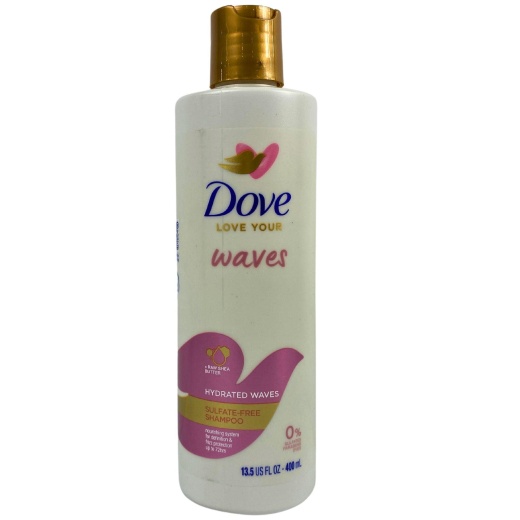 Dove Love Your Waves + Raw Shea Butter Hydrated Waves Sulfate - Free Shampoo 13.5Oz (90 Pcs Lot)