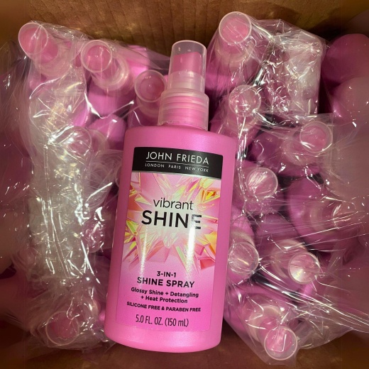 John Frieda Vibrant Shien 3-In-1 Shine Spray Glossy Shine + Detangling + Heat Protection Silicone Free & Paraben Free 5.0 Fl Oz (50 Pcs Lot)