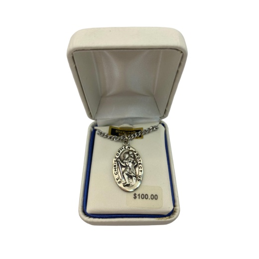 St. Christopher Protect Us - Sterling Silver Necklace (50 Pcs Box)