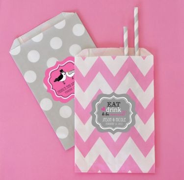 Personalized Theme Chevron & Dots Goodie Bags (Set Of 12)