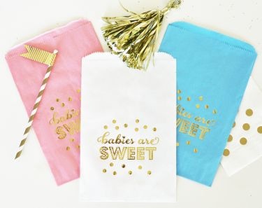 "Babies Are Sweet" Gold Foil Candy Buffet Bags (Set Of 12)