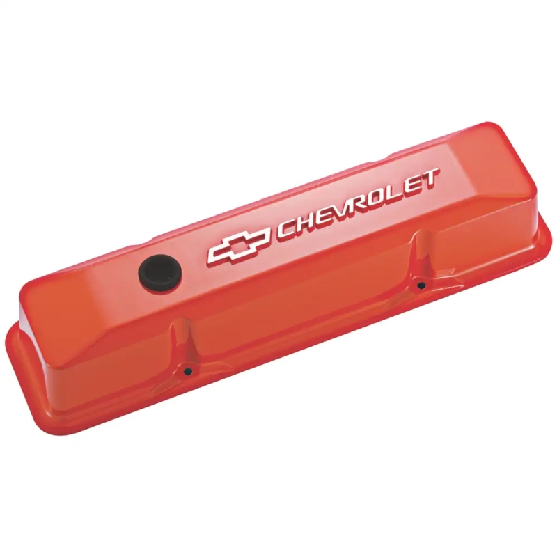 Chevrolet Bowtie Emblem DieCast Valve Covers Raised Emblem Orange
