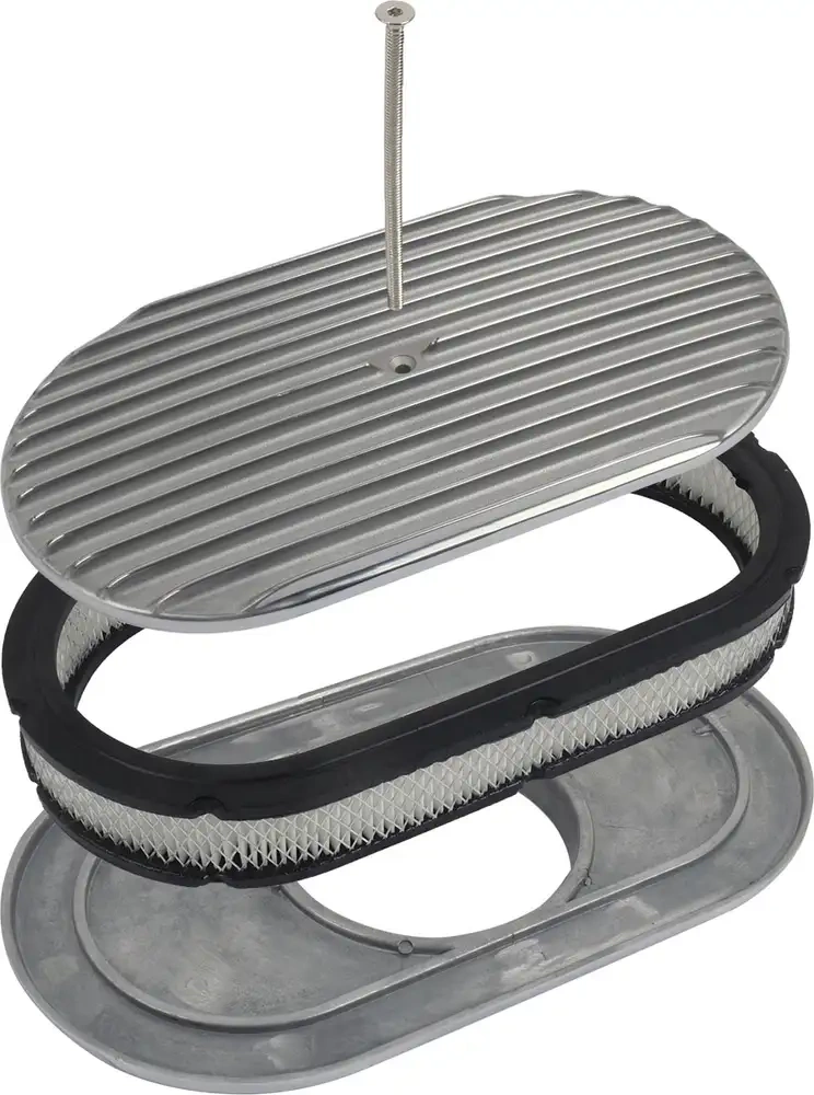 Polished Aluminum 15" Oval Finner Engine Air Cleaner