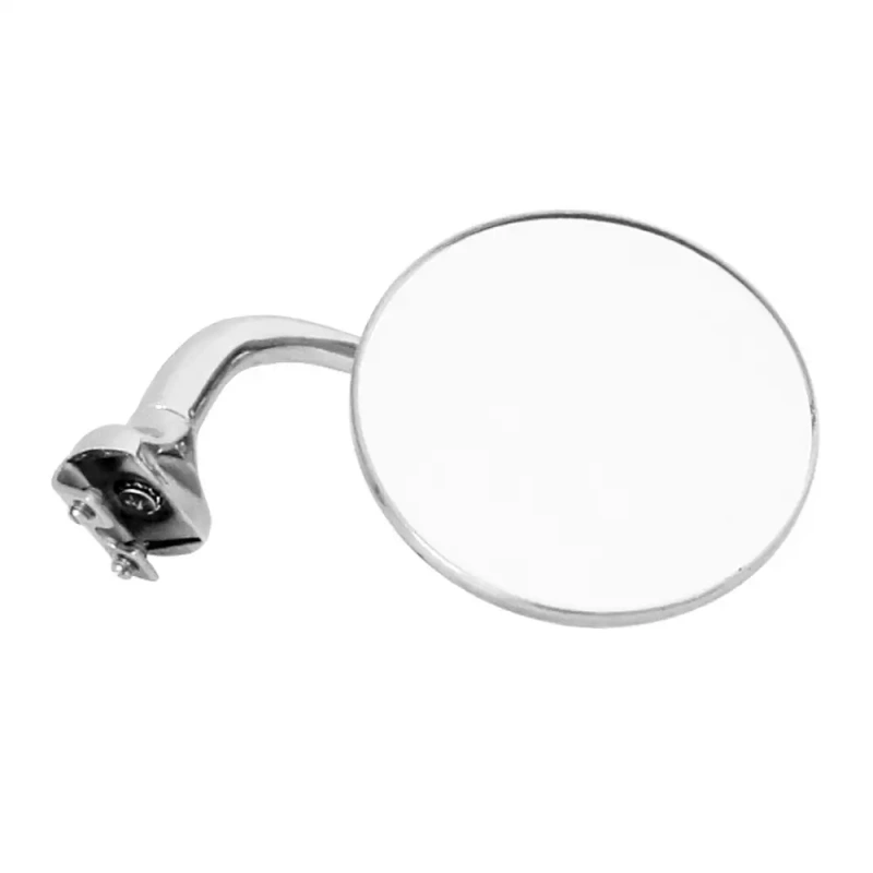 Peep Mirror - Universal - Chrome - Curved Arm - 4 Inch Mirror - Stainless Steel Head - Right Or Left - No Script