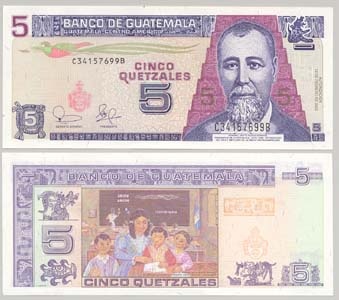Guatemala P106(U) 5 Quetzales