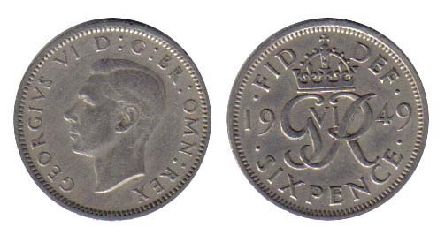 Great Britain Km875(Vf) George Vi:6 Pence