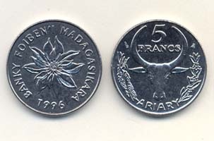 Madagascar Km21(U) 5 Francs