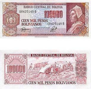 Bolivia P171(U) 100,000 Pesos Bolivianos