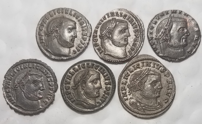 Lot Of 6 Licinius I Folles (Xf/Au) Silvered