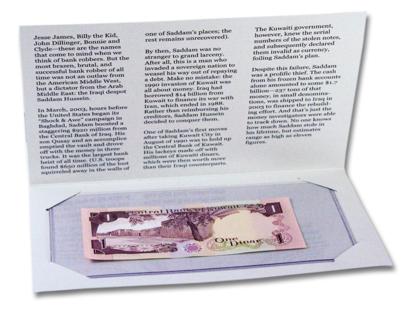 Hussein’S 1 Dinar Single Banknote Folder
