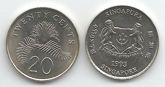 Singapore Km52(U) 20 Cents