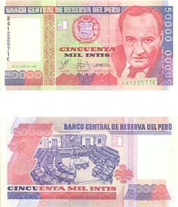 Peru P142(U) 50,000 Intis
