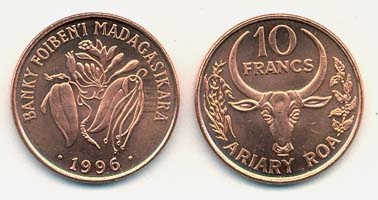 Madagascar Km22(U) 10 Francs