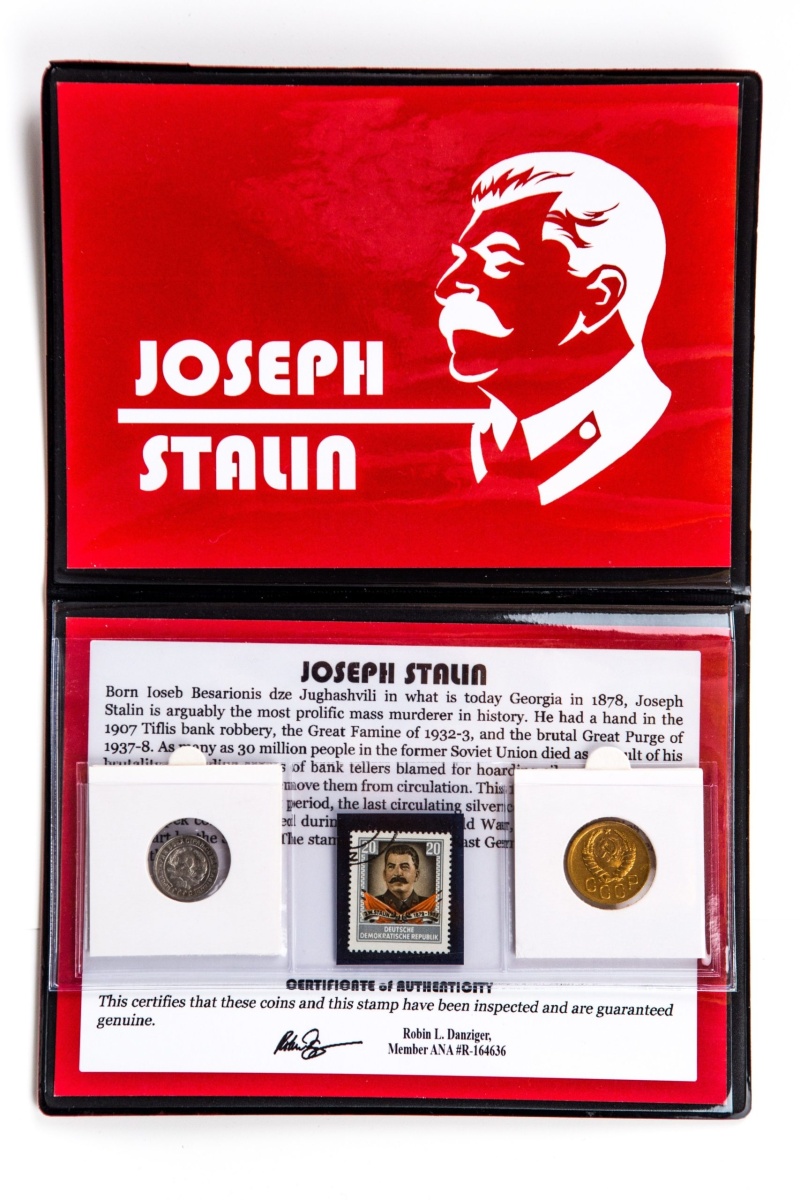 Josef Stalin Album (2 Coins, 1 Stamp)