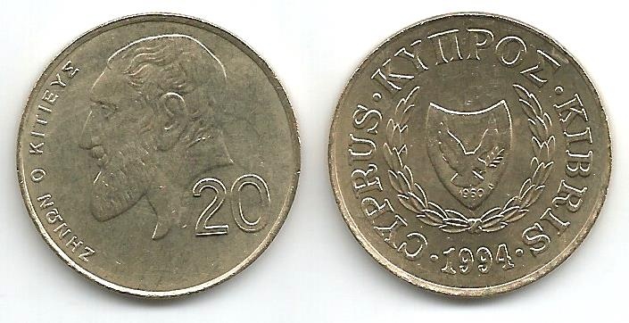 Cyprus Km62.2(U) 20 Cents