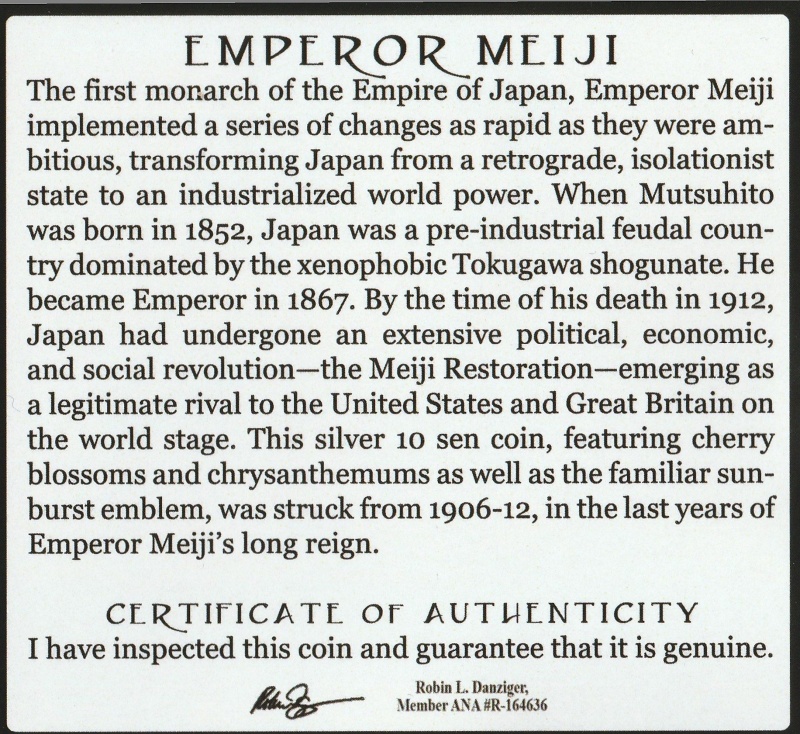 Japan: Emperor Meiji (One-Coin Box)
