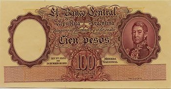 Argentina P267obv(Printers Proof)(U) 100 Pesos (Specimen)