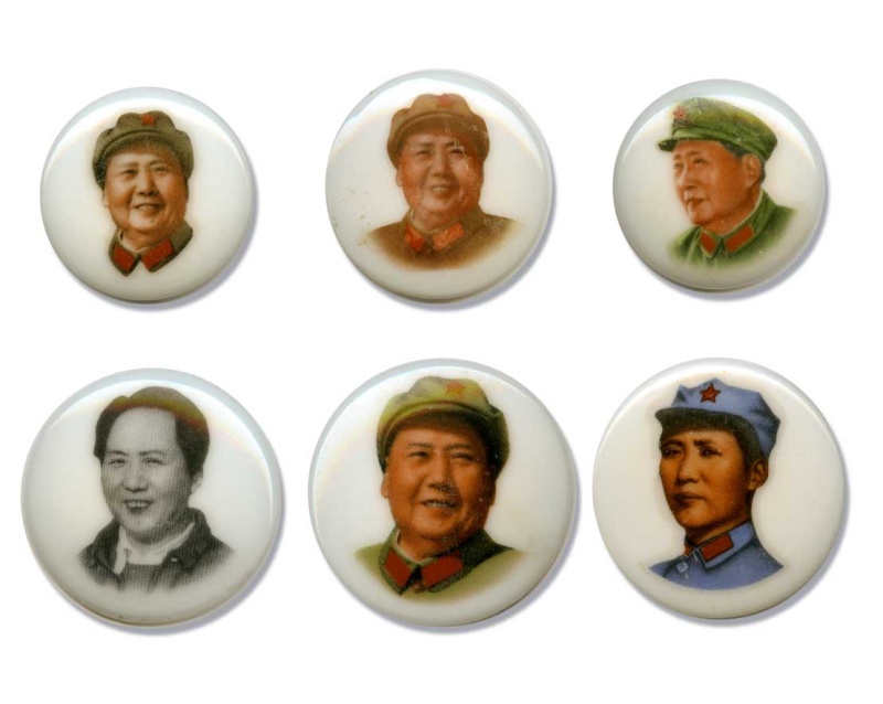 Set Of 6 Large Porcelain Buttons Featuring-Chairman Mao