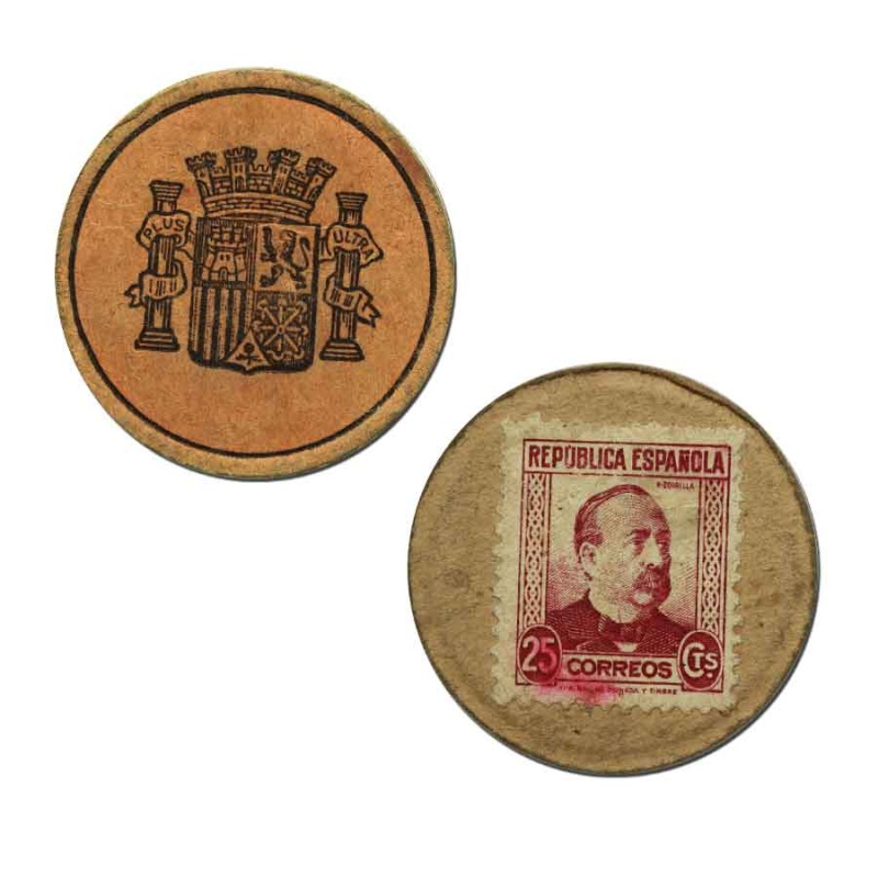 Spanish 25 Centimes Stamp Money